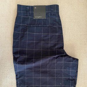 New Banana Republic Factory Blue Windowpane Print Flat Front Shorts
